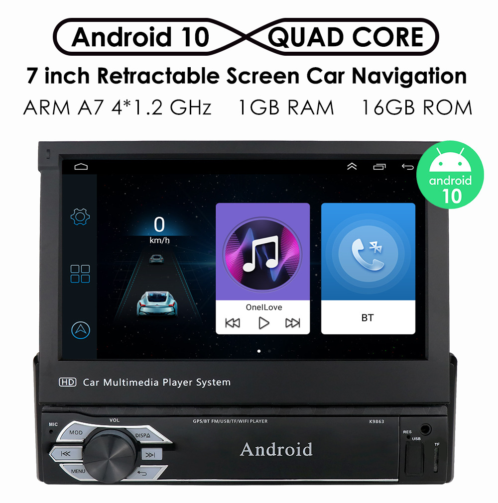 Cross-Border 7-Inch Telescopic Screen Android a Universal Machine Navigation Car Central Control Player GPS All-in-One Navigation Machine Radio