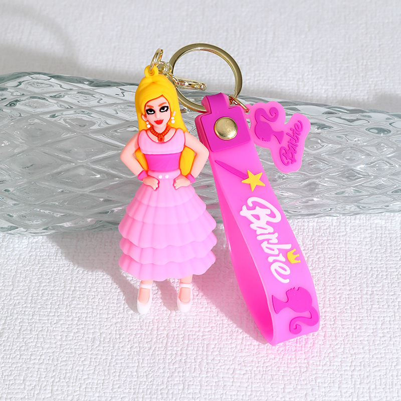 New Barbie Doll Silicone Doll Keychain Pendant Cute Barbie Princess Ladies' Bag Car Pendant Gift