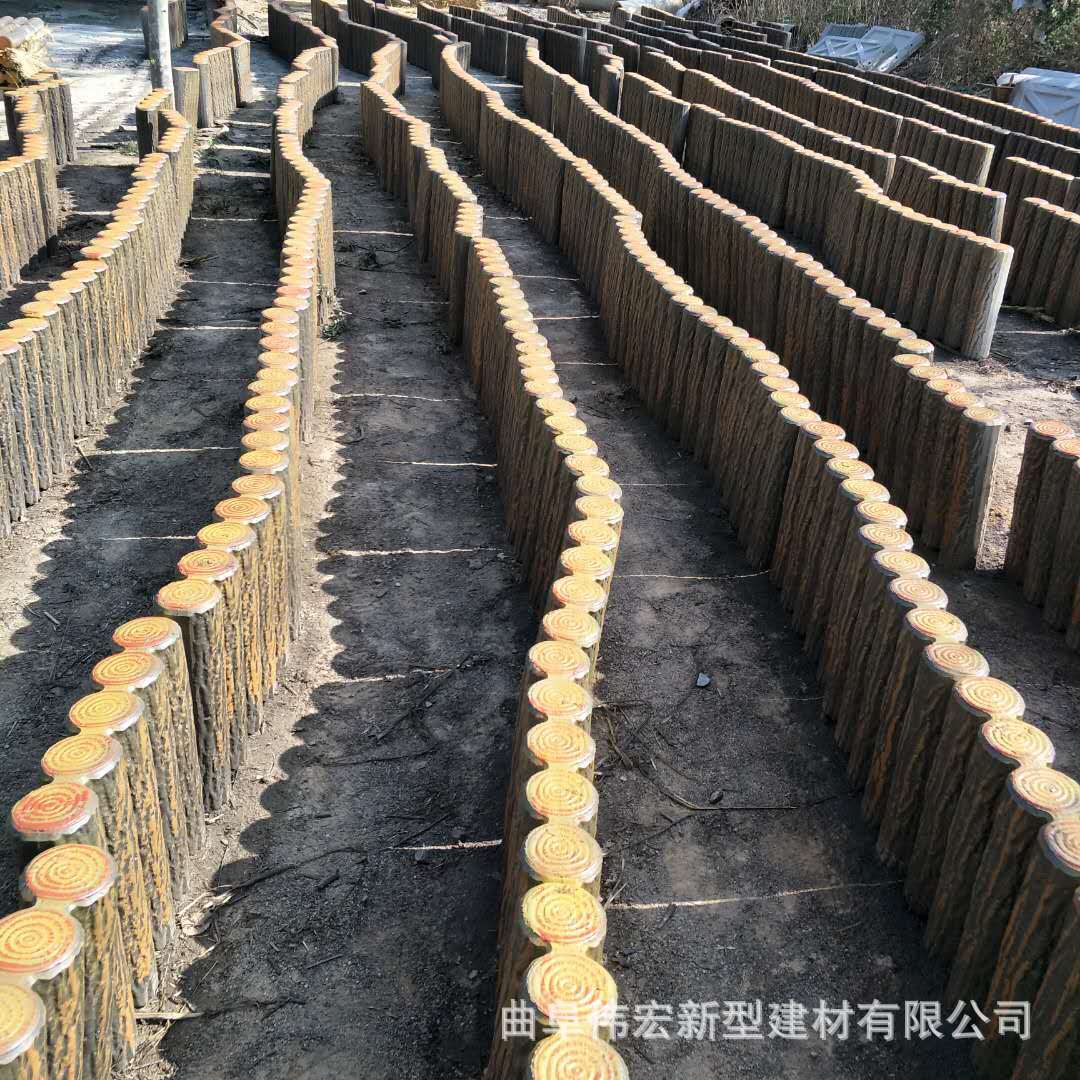 仿松木桩路牙石 混凝土预制护河仿木桩 成品水泥圆柱桩 挡土墙