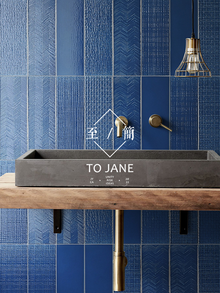 北欧卫生间蓝色手工瓷砖厕所浴室背景墙砖洗手间混装墨绿小砖复古