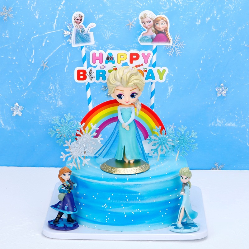 冰雪奇缘生日蛋糕装饰摆件爱莎安娜艾莎插牌插件创意网红儿童公主