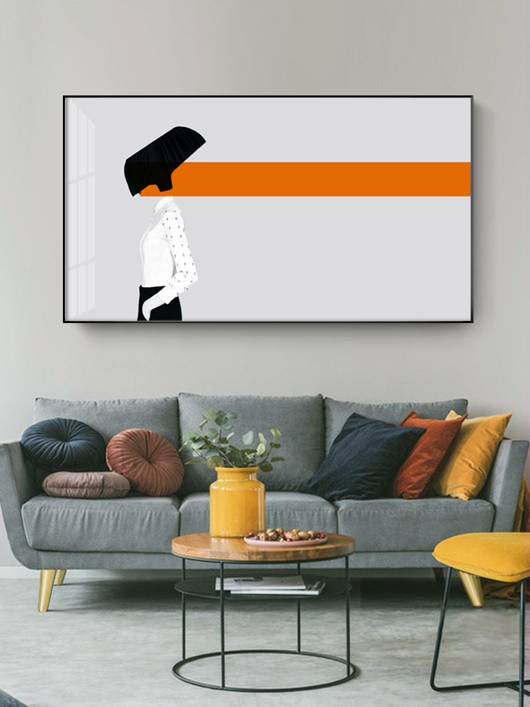 大幅横版人物装饰画现代艺术简约橱窗女装店直播间背景墙美女挂画