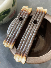 鱼缸上的竹排日式陶瓷竹排流水陶罐出水口大水养鱼竹筏造景装饰