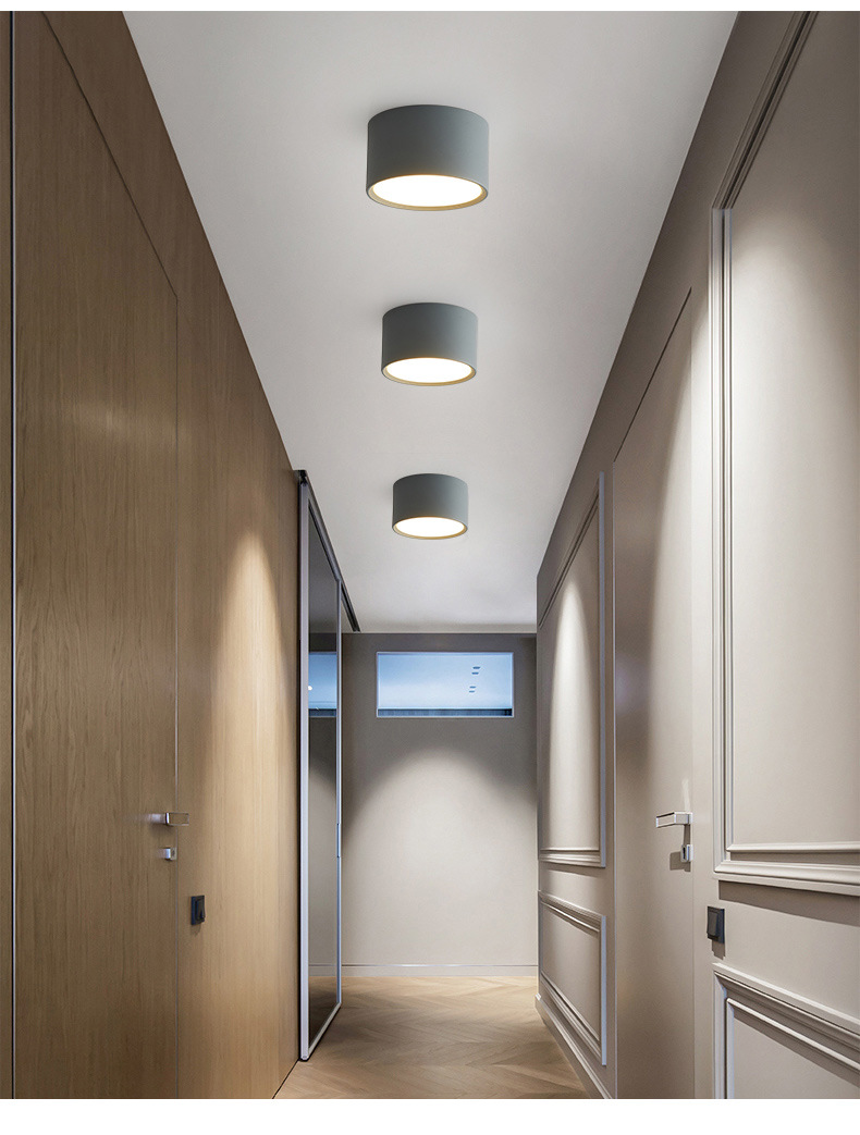 明装筒灯led天花灯免开孔木纹色北欧客厅家用走廊过道衣帽间灯具