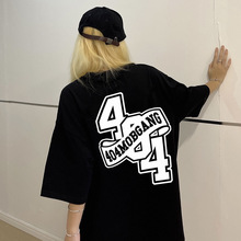 同款404MOB创意logo美式潮牌夏季圆领套头宽松情侣装基础短袖t恤