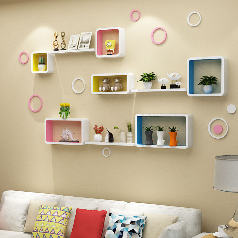 墙上置物架客厅电视背景墙柜装饰隔板卧室墙壁挂墙面搁板创意格子