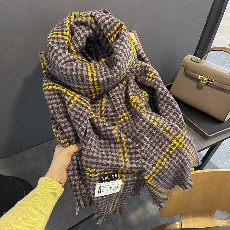 Autumn and Winter British Retro Plaid Scarf Female Winter Korean Style Trend All-Match Shawl Warm Scarf for Students