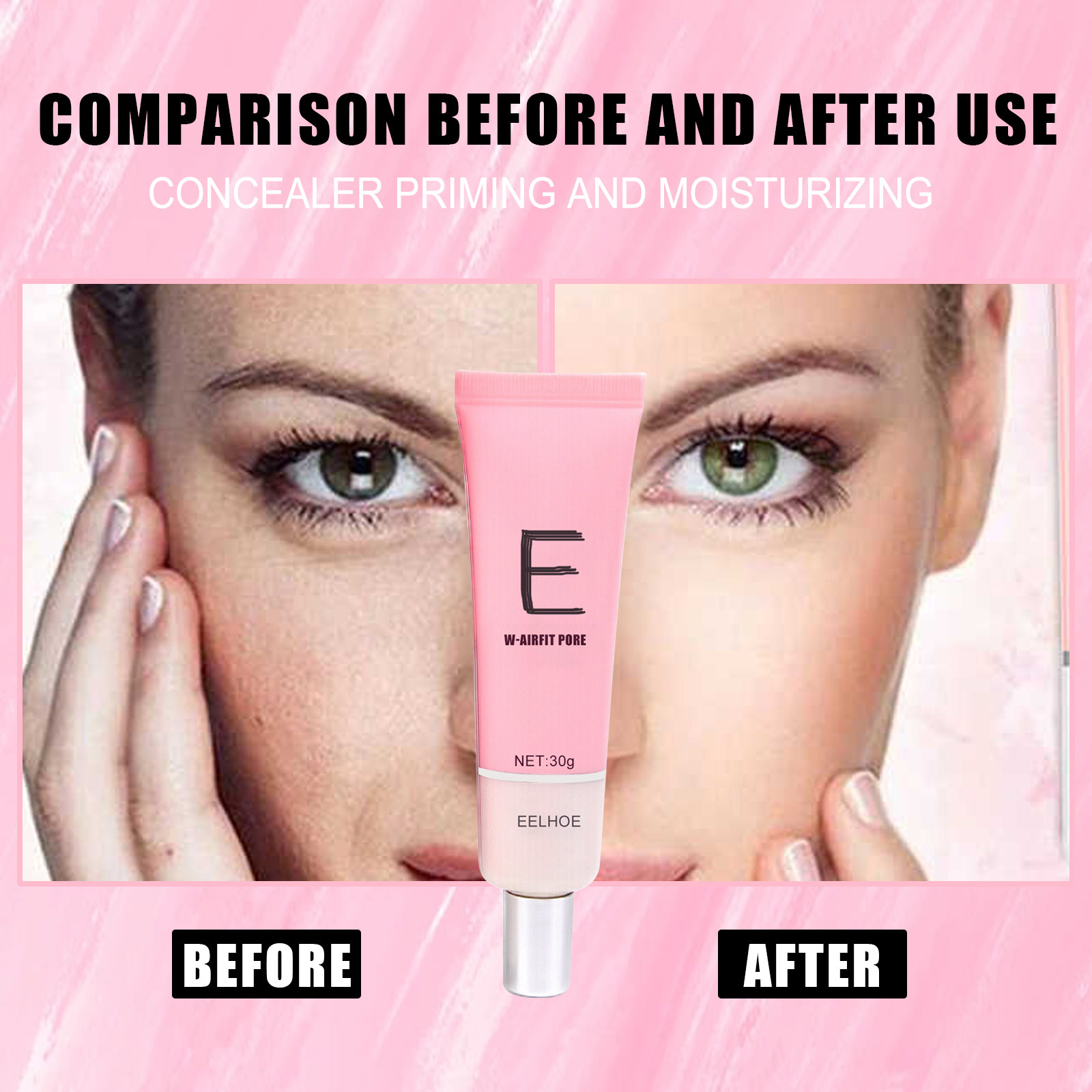 Eelhoe Makeup Front Concealer Cream Light and Transparent Silky Easy to Apply Makeup Moisturizing Smear-Proof Makeup Isolation Skin Care Concealer Cream