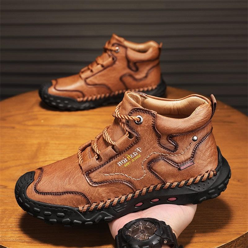 跨境大码爆款马丁靴男加绒棉鞋男士春秋新款中帮男鞋户外休闲短靴