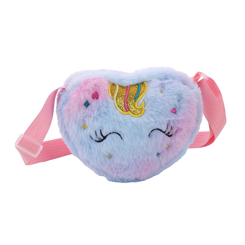 Children's Cartoon Bronzing Unicorn Shoulder Bag Storage Travel Bag Plush Messenger Bag Cute Coin Purse