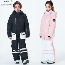 儿童滑雪服套装连体宝宝男童女童加厚防水雪乡装备冬季小孩防雪服