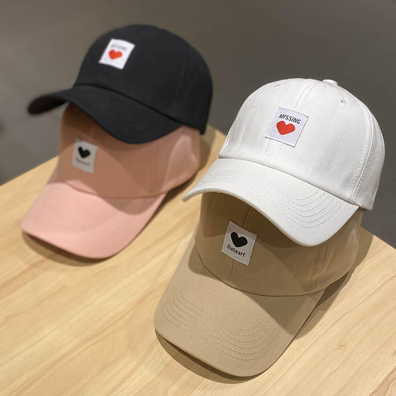 Korean Hat Women‘s Ins Fashion All-Match Curved Brim Love Labeling Baseball Cap Internet Hot Fresh Student Peaked Cap