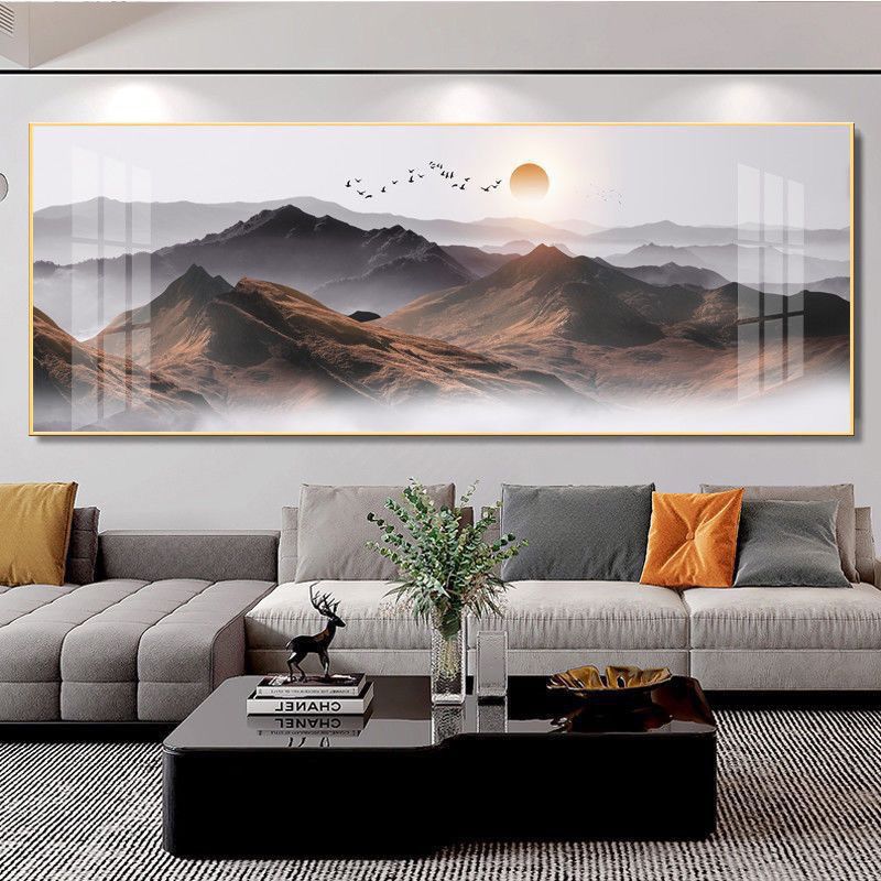 新中式现代横版客厅装饰画简约沙发背景挂墙背有靠山挂画办公室壁