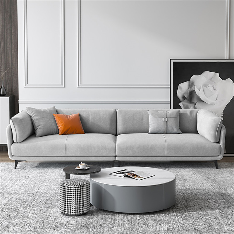 现代简约布艺沙发贵妃浅灰色北欧小户型客厅设计师转角科技布沙发