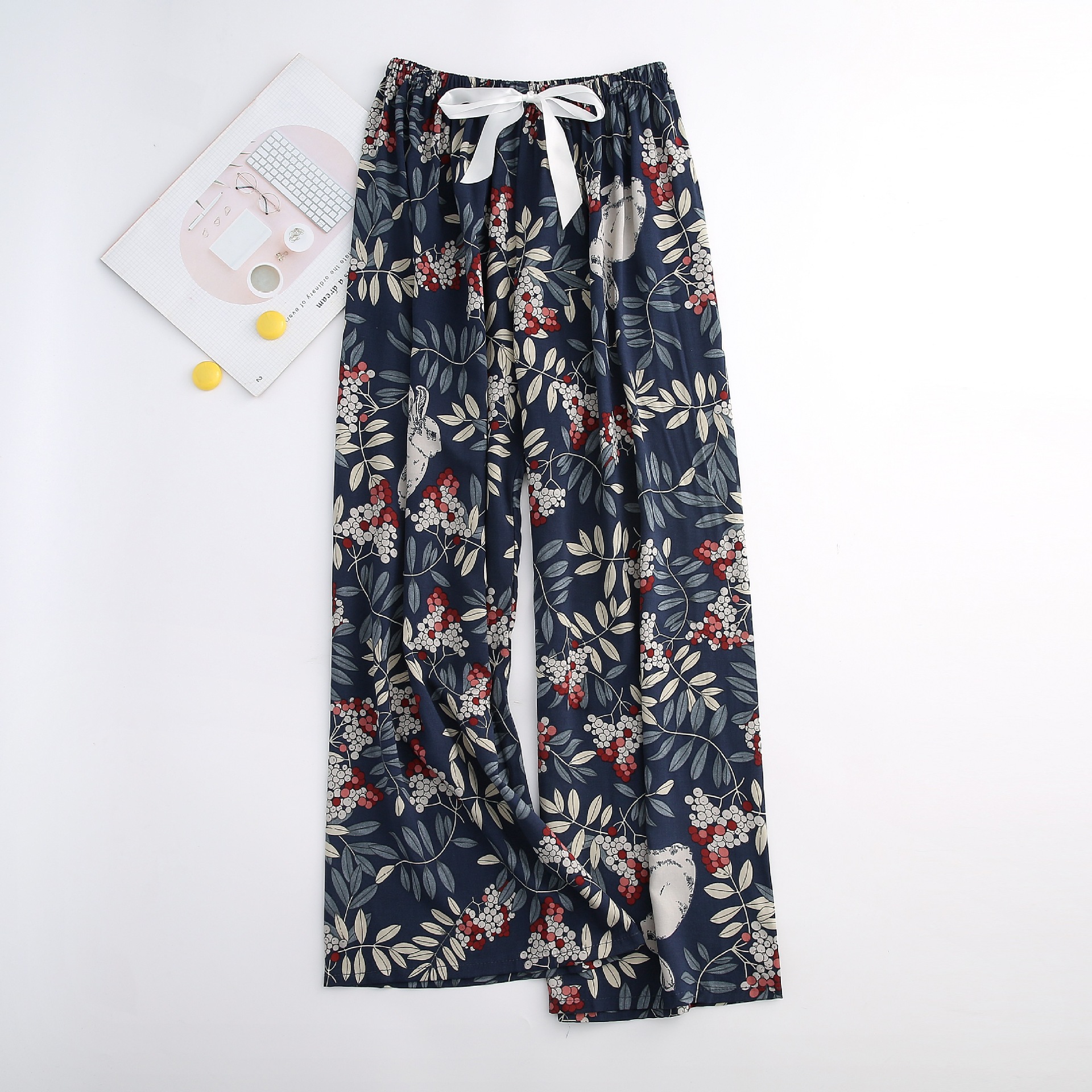 Cotton Silk Pajama Pants Women's Wide-Legged Pants Amazon Foreign Trade Summer New Large Size Loose Pregnant Women Can Wear outside Trousers Women