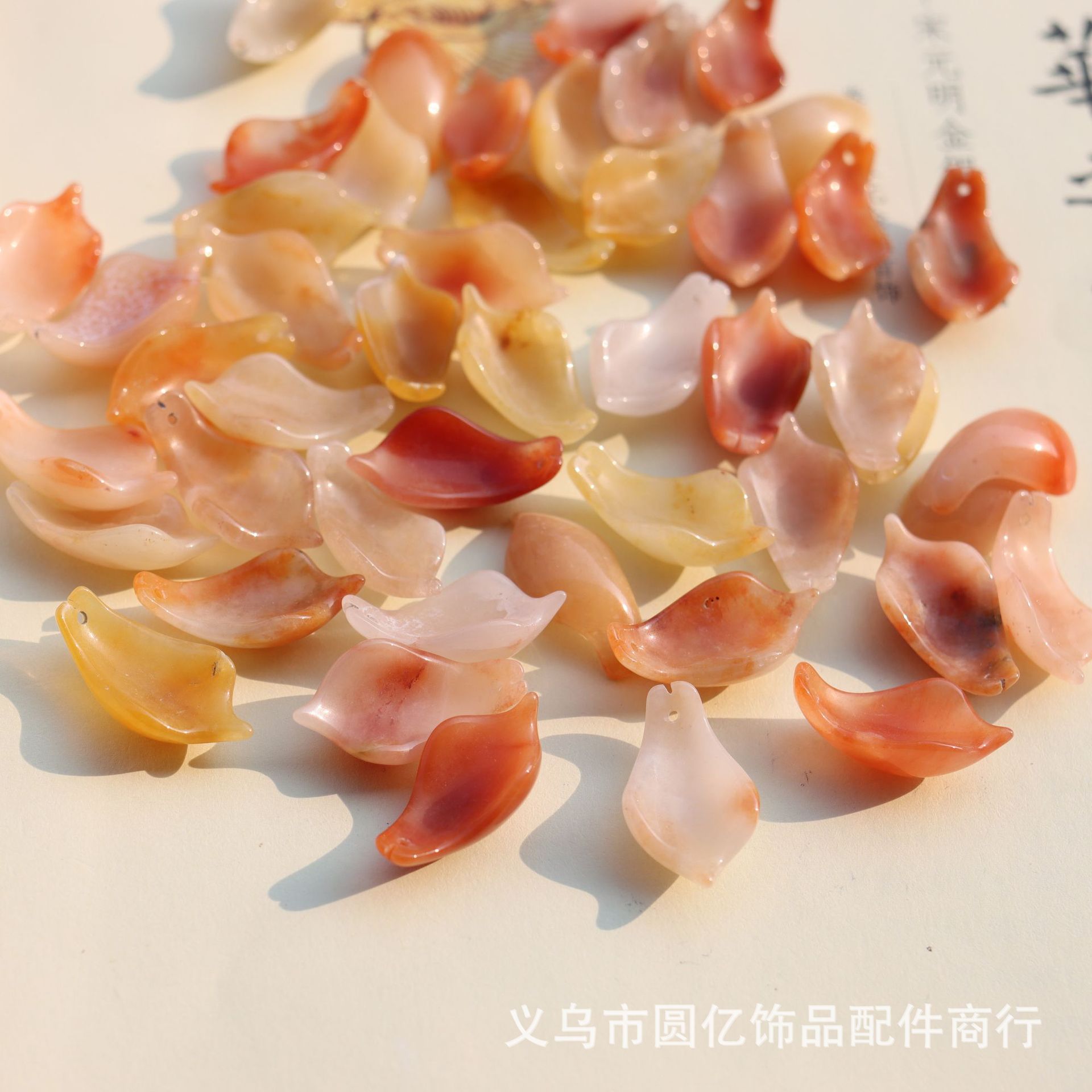 圆亿天然金丝玉立体荷花 多宝花瓣古风发簪 新娘头饰 diy饰品配件