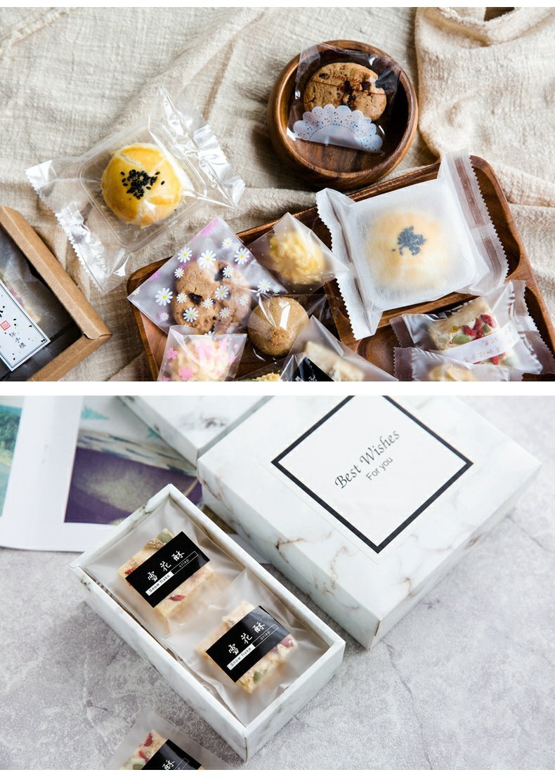 雪花酥包装自封袋饼干糖果奶枣牛轧糖机封袋子曲奇盒子纸烘焙盒小