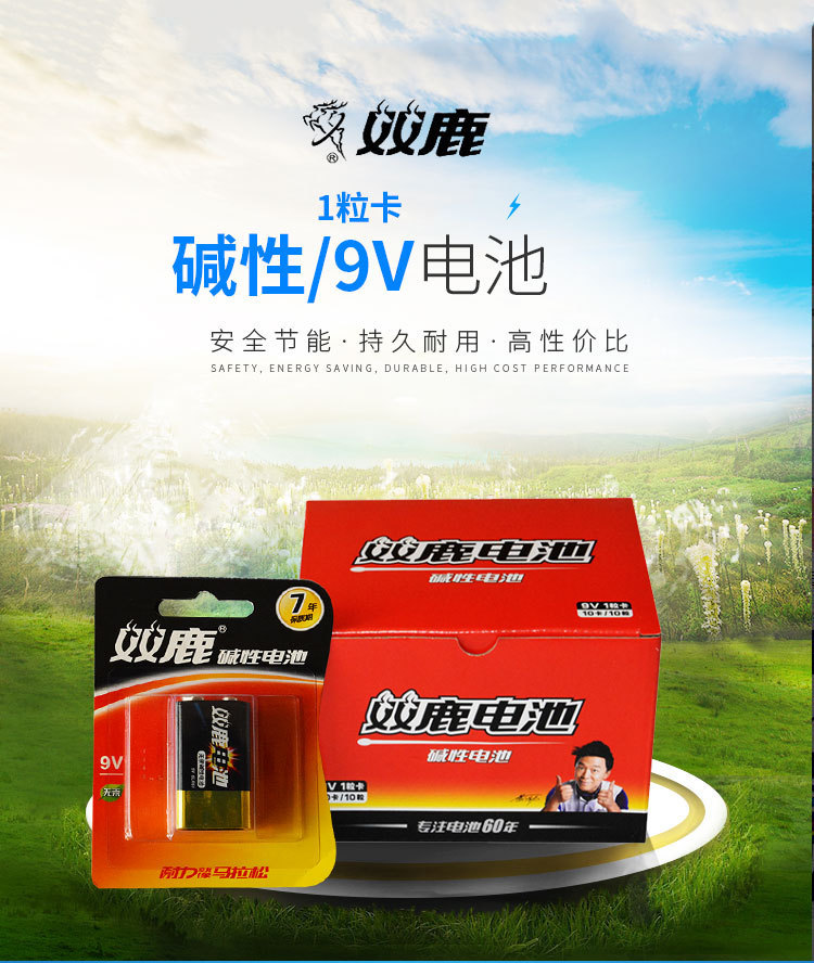 双鹿9v电池碱性方形电池ktv麦克风话筒万用表环保工业电池