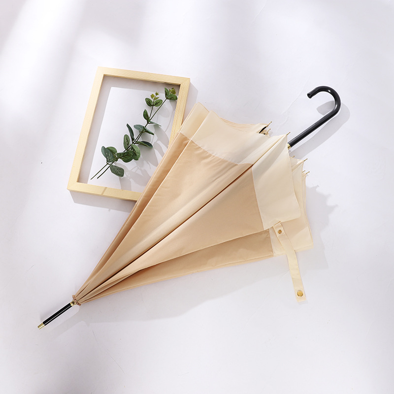Fresh Gifts for Men and Women Windproof Straight Umbrella Japanese and Korean Style Stitching Long Handle Umbrella Wooden Handle Umbrella Custom Logo Umbrella