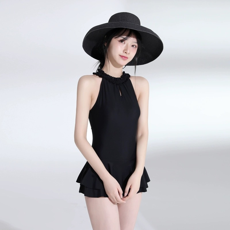 Swimsuit Ladies New Korean Style Dress Covering Belly Thin Special-Interest Design High Sense Backless Hot Spring Swimsuit for Women