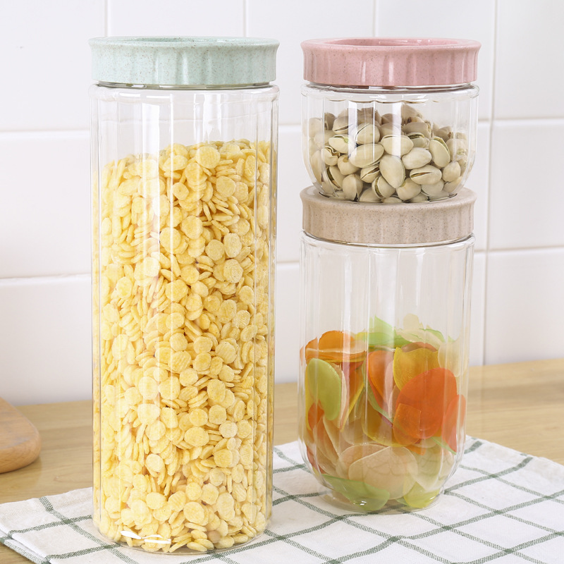 Crisper Sealed Jar Cereals Storage Jar Snack Noodles Nuts Food Storage Plastic Jar Kitchen Home