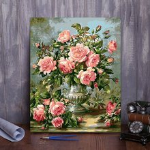 diy数字油画客厅风景花卉动漫人物填色手绘大幅装饰画 玫瑰花