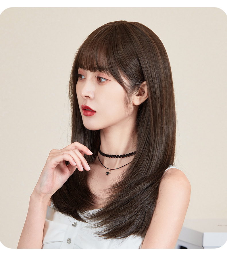 假发女长发网红内扣齐肩锁骨发夏季圆脸减龄中长发自然逼真全头套