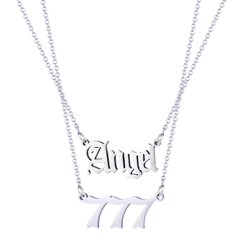 亚马逊热卖爆款angel天使幸运数字项链套装不锈钢数字项链套装