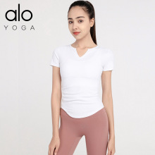 alo yoga春季新款瑜伽服紧身高弹休闲运动上衣 短袖圆领t恤女健身