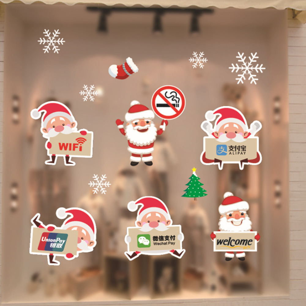 Amazon New Christmas Decorations Window Stickers Glass Stickers Hotel Scene Layout Christmas Static Sticker