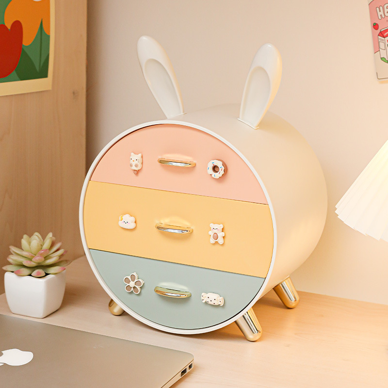 Bunny Children Barrettes Desktop Stationery Storage Box Multi-Layer Drawer Student Cute Dormitory Cosmetics Storage Box