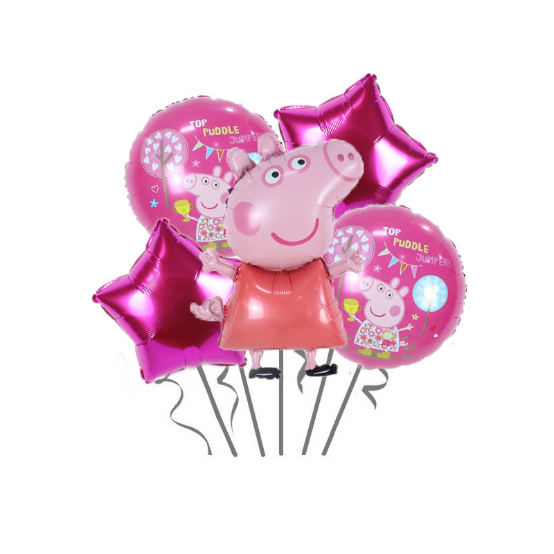 Pig Family Page Cartoon Shape Birthday Aluminum Film Decorative Balloon Children Banquet Background Wall Layout Package