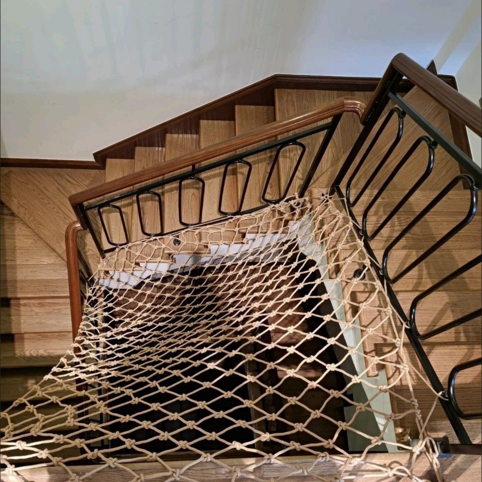 楼梯天井防护网防坠落网护栏儿童防摔网安保护绳网家用幼儿园