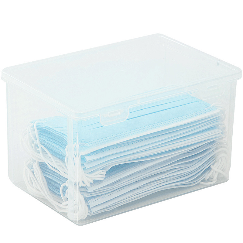 [Thickened Mask Storage Box] Portable Transparent Flip Medicine Storage Box Desktop Dustproof Mask Box