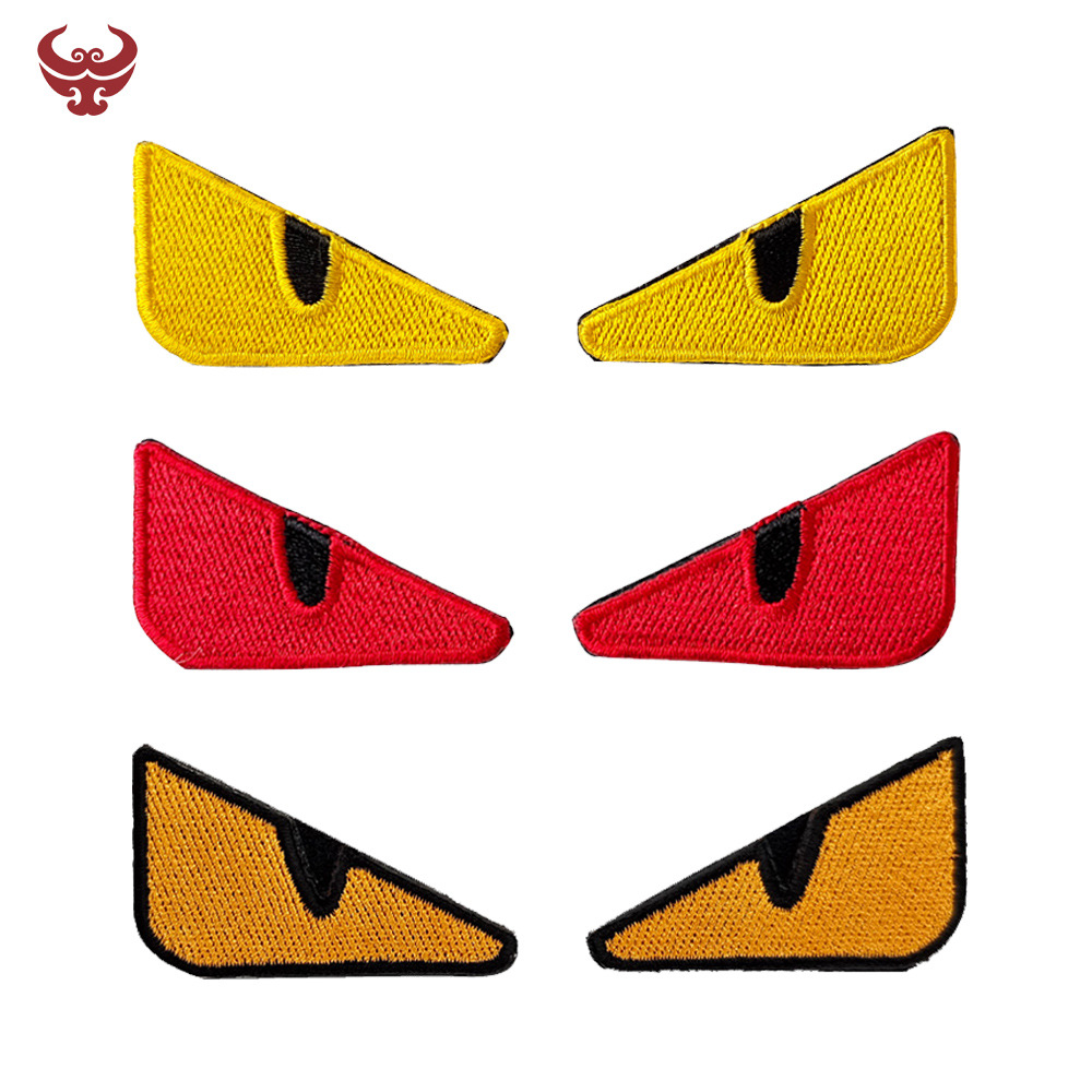 现货热销小怪兽恶魔之眼全绣刺绣魔术贴章臂章补丁个性布贴一对装