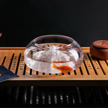 一皿水晶玻璃鱼缸办公室乌龟缸透明冰山客厅家用桌面圆形迷你鱼缸