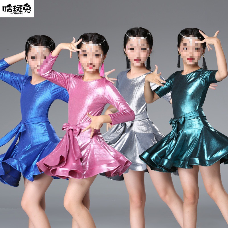 女童拉丁舞服装少儿童春夏季女孩练功表演比赛规定舞蹈裙-阿里巴巴