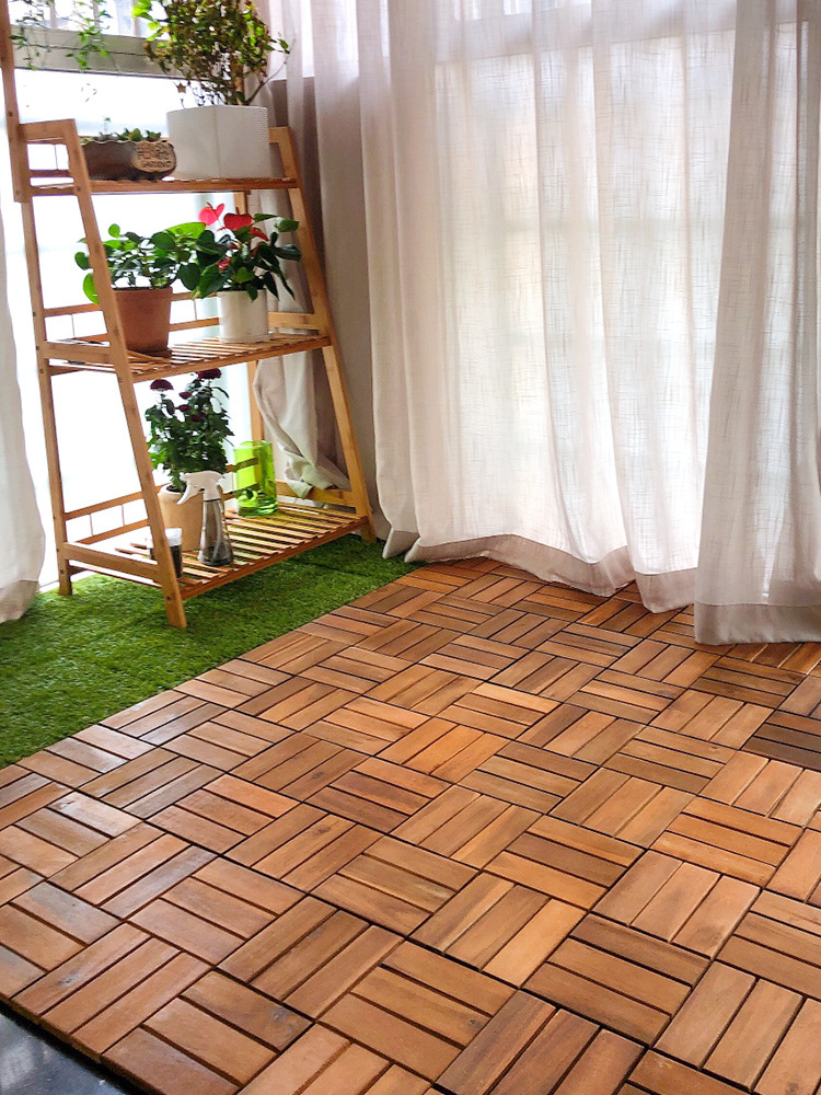 阳台地板自铺网红实木室内室外户外拼接diy家用地面铺设防腐木板