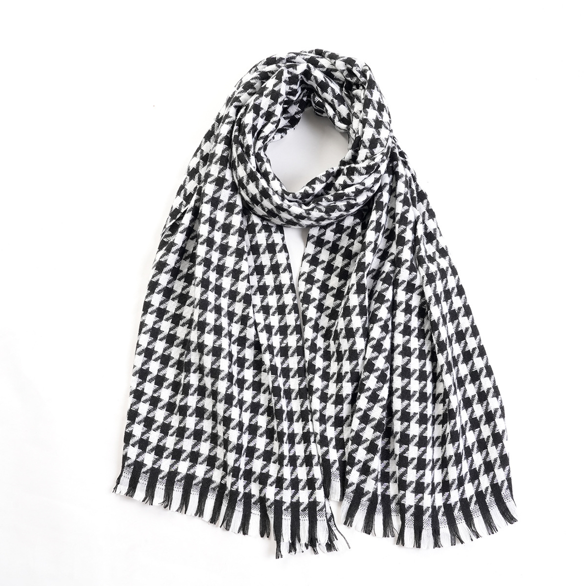 Best Seller in Europe and America Classic Autumn and Winter Cashmere-like Warm Houndstooth Scarf All-Matching Graceful Outer Scarf