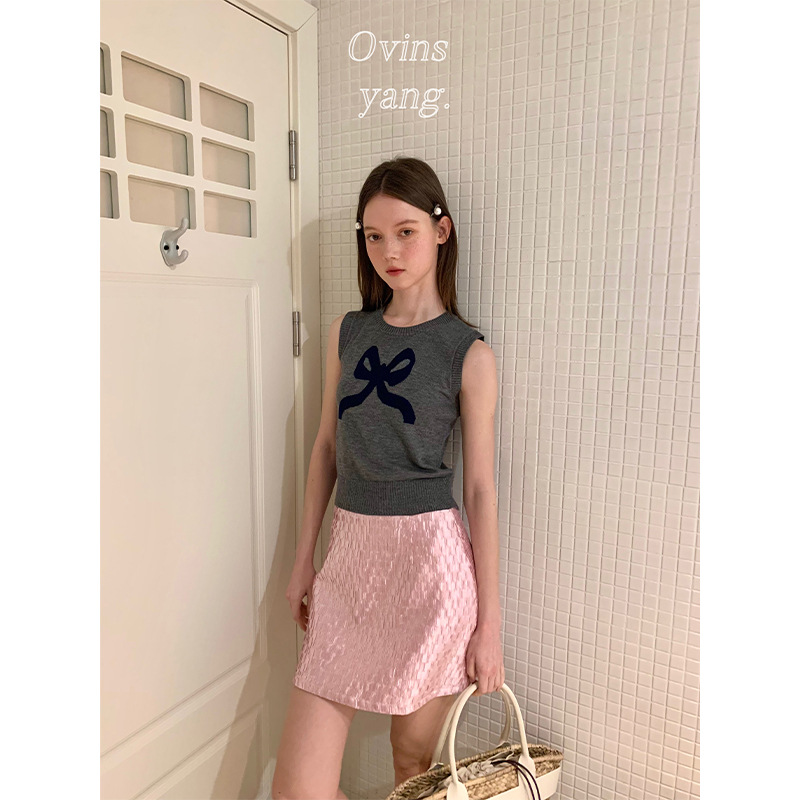 ovinsyang 粉色亮片裙半身裙女2024新款设计感小众甜美时髦包臀裙