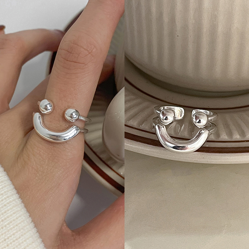 Korean Style Happy Smiley Love Wear Combined Ring Set Women's Light Luxury Cold Special-Interest Design Senior Index Finger Ring