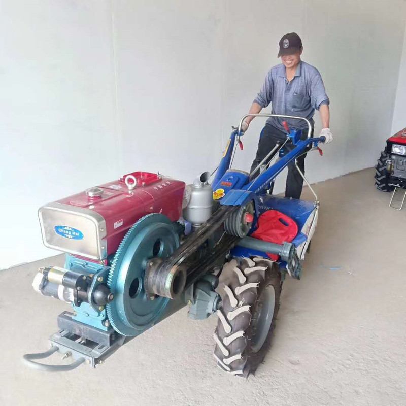 农田果园手扶旋耕机单杠手扶拖拉机12马力打田机果园旋耕犁地机
