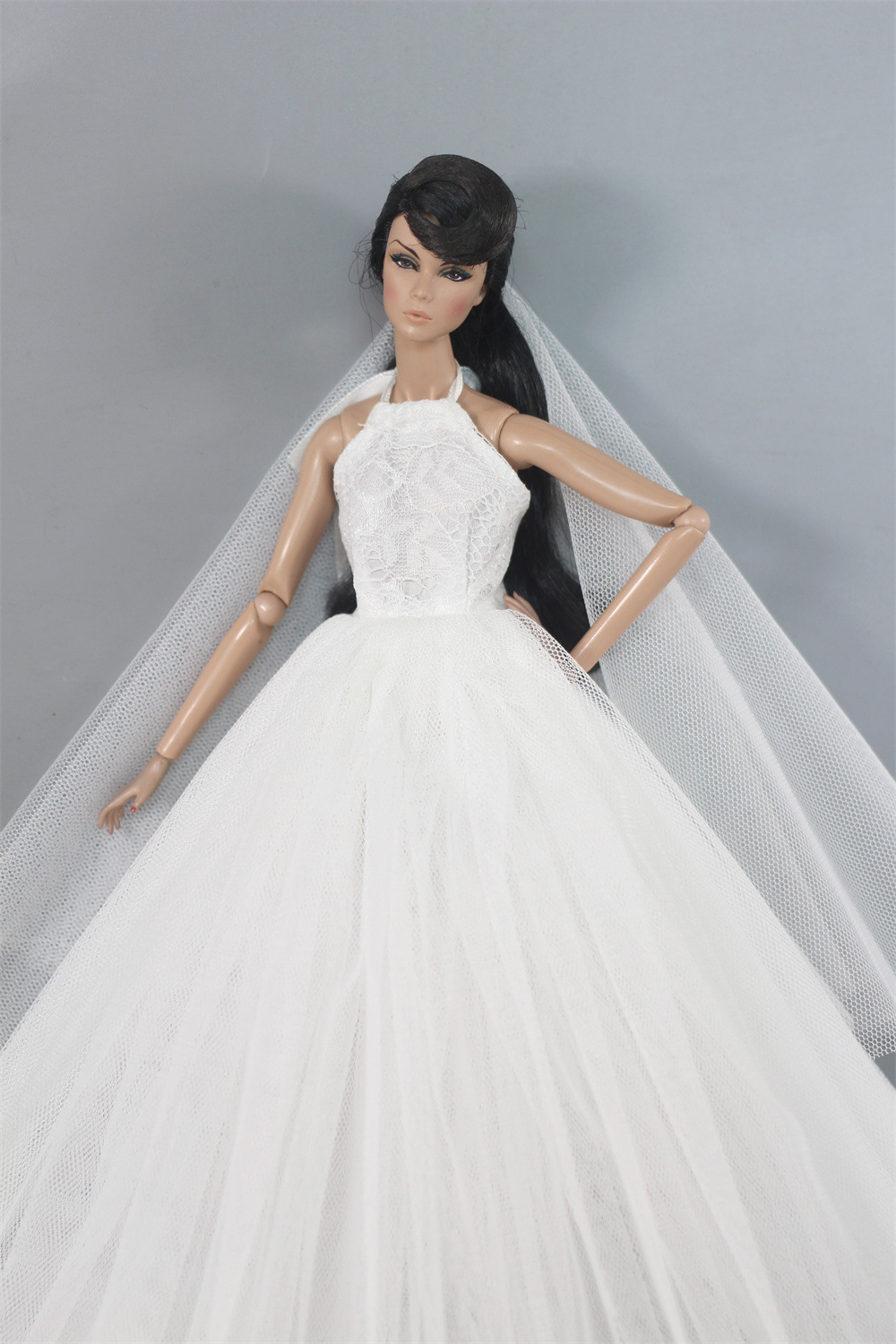 30cm换装娃娃心怡可儿超模fr2丽佳6分娃衣服装礼服婚纱大裙 头纱