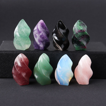 天然原石打磨天然迷你水晶火炬摆件家居办公装饰天然宝石把玩件
