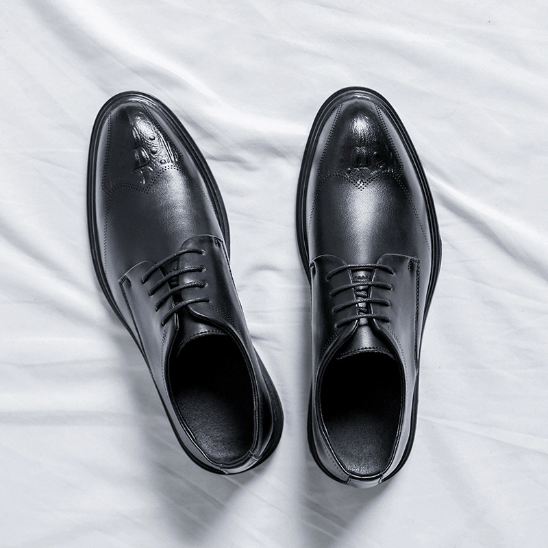 布洛克皮鞋男雕花韩版英伦风复古商务尖头潮流休闲正装鞋9626-r