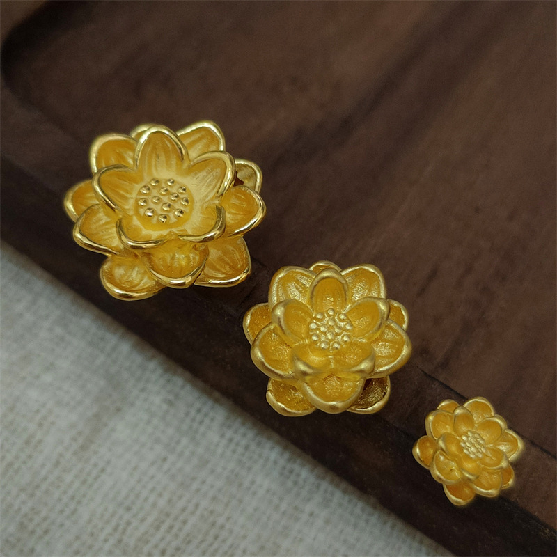 24k黄金莲花手链女3d硬金转运珠足金999手串路路通母亲节礼物批发