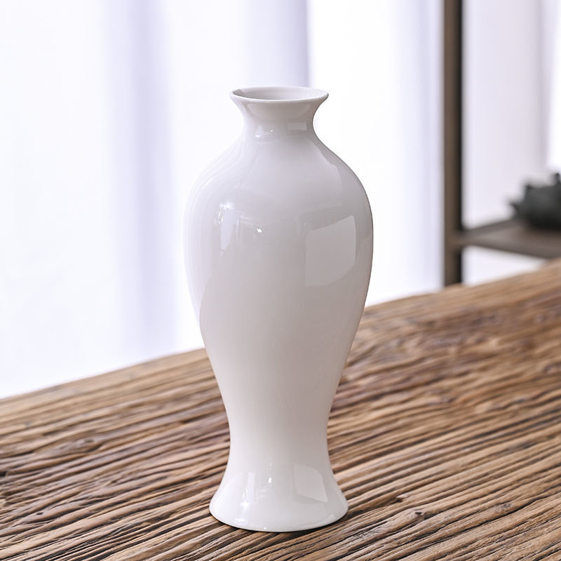 白瓷玉净瓶花插花器家居摆件青瓷陶瓷小花瓶观音瓶供佛禅意花瓶