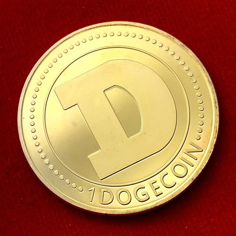 现货 美国实物狗狗币彩绘镀金纪念币 摆件硬币dogcoin金币纪念币