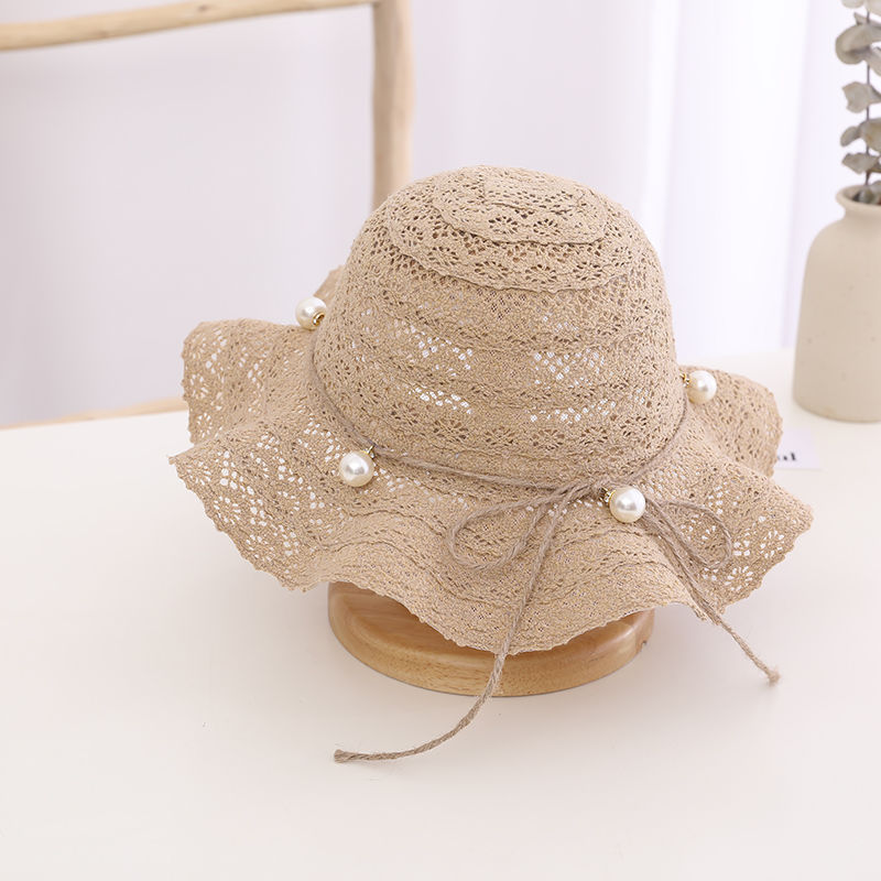 [Sy Little Jasmine] Children's Sun Hat Spring and Summer New Multi-Pearl Lace Princess Ins Compiled Children's Straw Hat