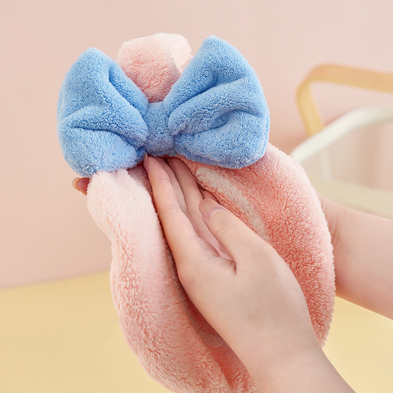 Children's Cute Hand Towel Small Tower Hanging Absorbent Lint-Free Soft Handkerchief Thickening and Quick-Drying Bathroom Kitchen